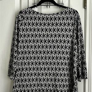 RALPH  LAUREN WOMENS TEE, LONG SLEEVE, NVY & CREAM, size 2X